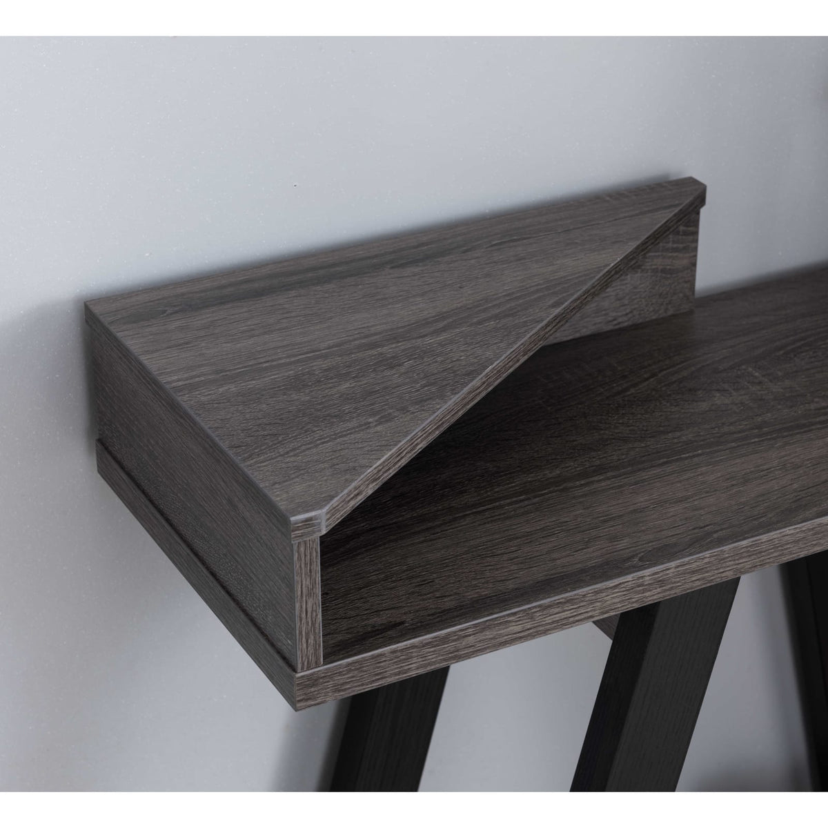 Grey Console Table with Two Shelves - Office Desk for Home Office
