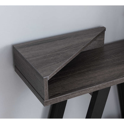 Grey Console Table with Two Shelves - Office Desk for Home Office