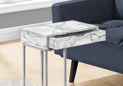 C-Shaped Accent Table - White Storage Drawer
