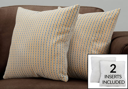 Set of 2 Gold Decorative Throw Pillows - 18x18", Hypoallergenic