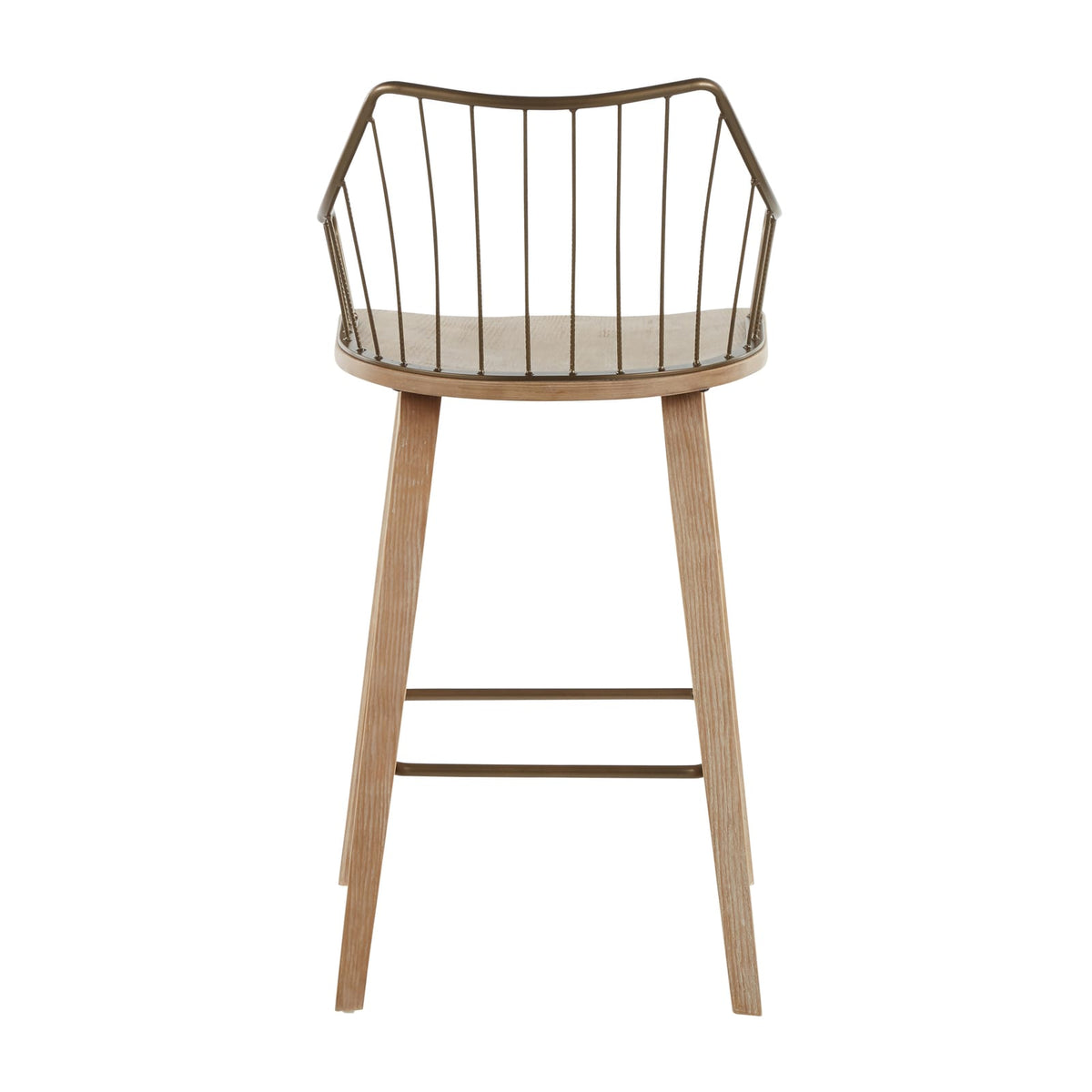 Counter Stool - White Washed Wood & Metal Dining Chair