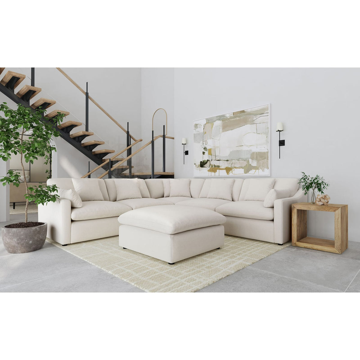 Greeley Ivory 6-Piece Upholstered Modular Sectional Sofa