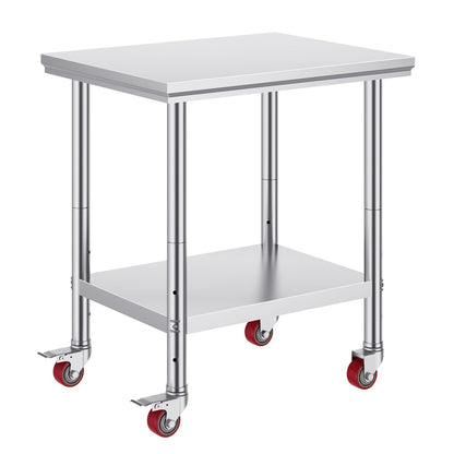 30 x 24 Stainless Steel Work Table with Wheels for Living Room