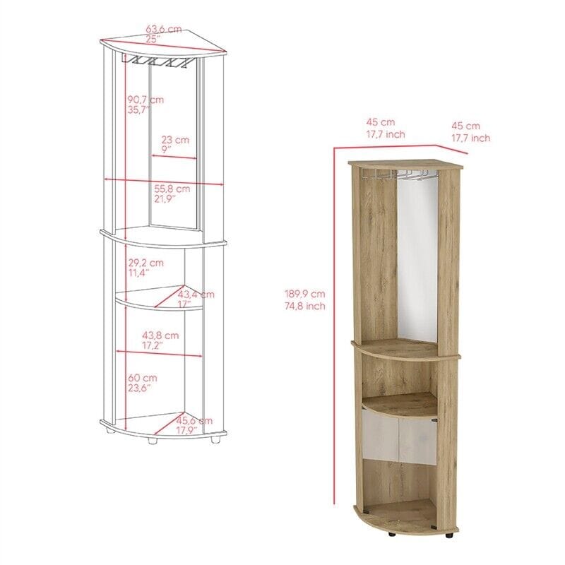 Beige Particle Board Cabinet - 74" H Storage for Living Room