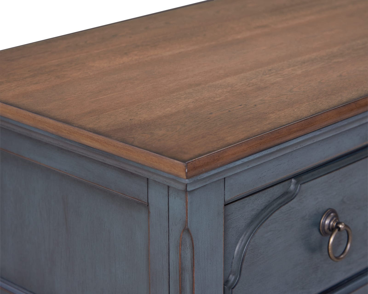 Americana Buffet Server - Blue Brown Wood Cabinet