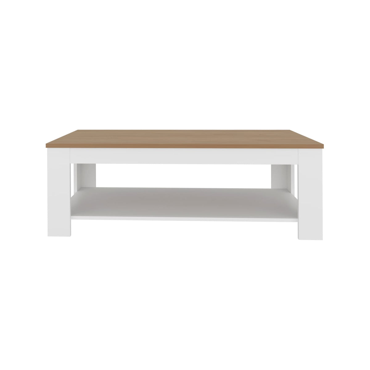 White Engineered Wood Dining Table with Shelf - 47.2" W