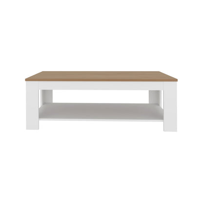 White Engineered Wood Dining Table with Shelf - 47.2" W