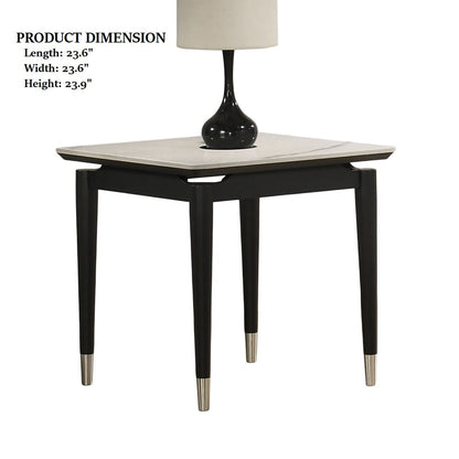 Contemporary End Table - Black & White Sintered Stone