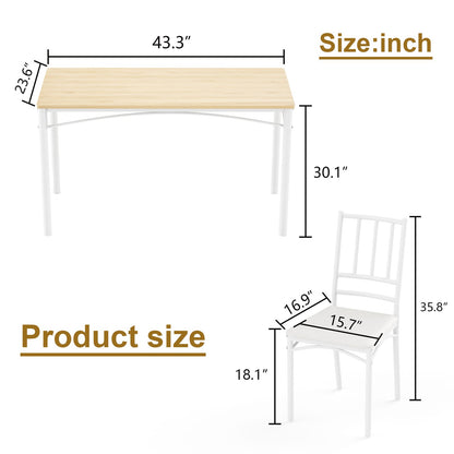 4-Person Dining Table Set - Natural White Industrial Style for Dining Room