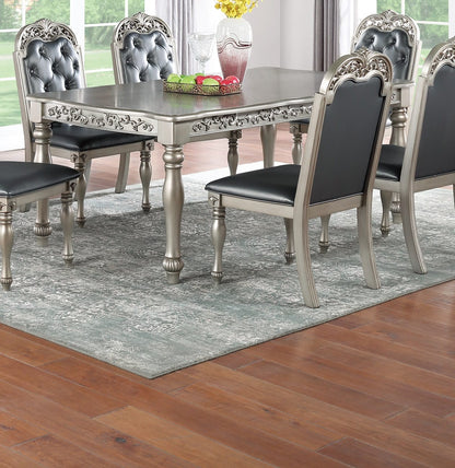 Gray Rectangular Dining Table with 6 Chairs
