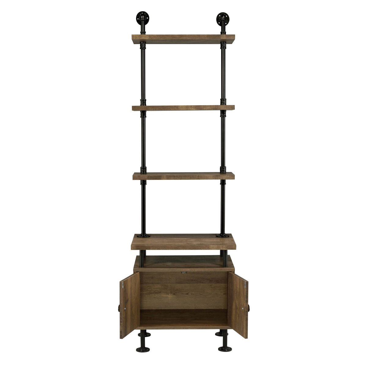 Black and Brown Wood Metal Three Tier Storage Shelf for Display for Living Room