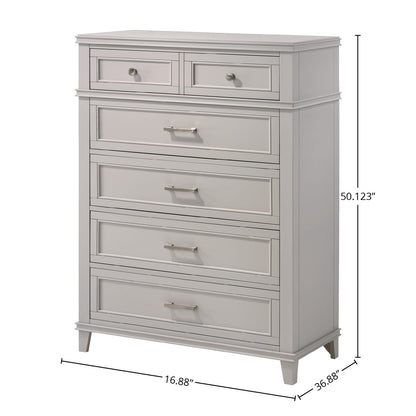 Gray Solid Wood Chest with 5 Drawers for Bedroom Storage