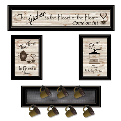 Black IV 4-Piece Kitchen Vignette with Mug Rack