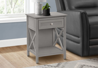 Grey MDF Accent Table - 2 Tier Storage Nightstand for Living Room