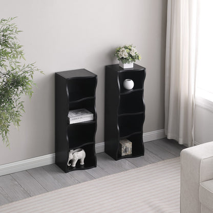 Black MDF Adjustable Shelf for Bedroom Storage and Display for Living Room