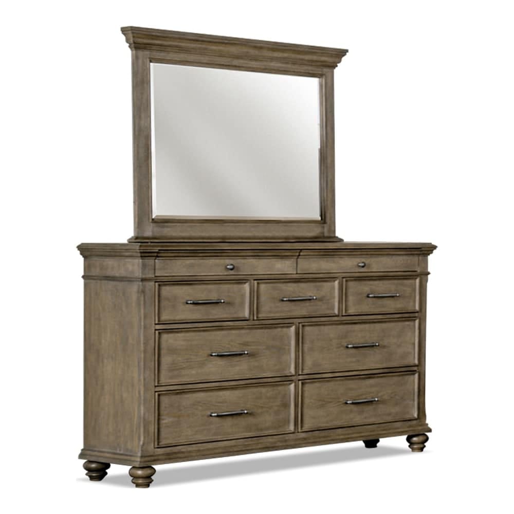 64" Oak Modern Bedroom Dresser - Rubber Wood