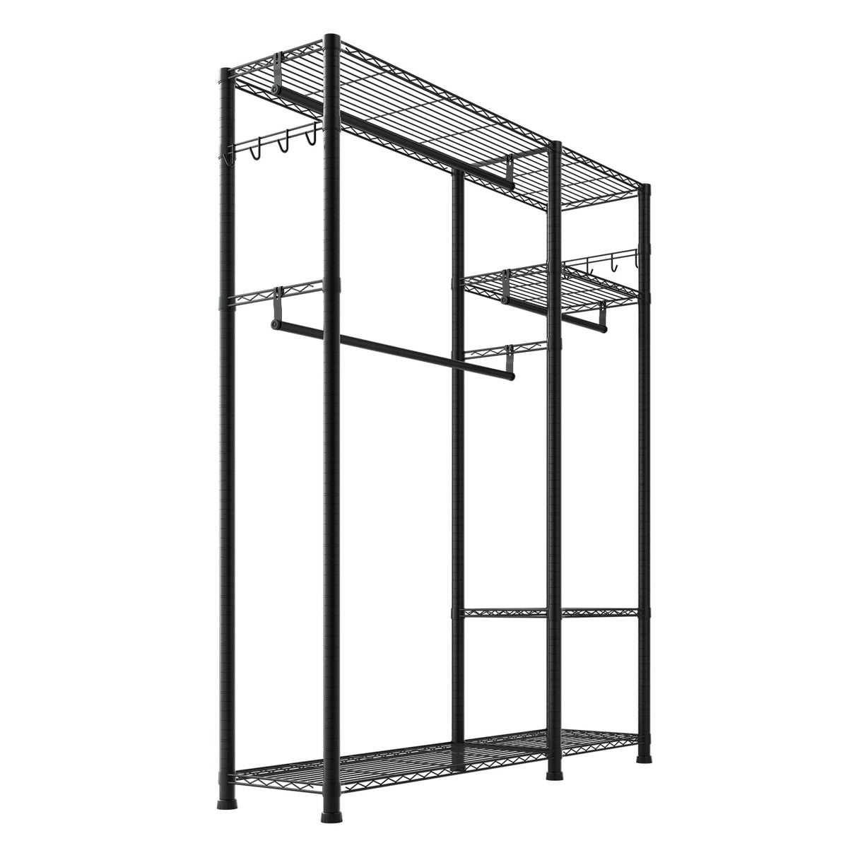 Black Carbon Steel Clothes Rack - 6 Tier Storage