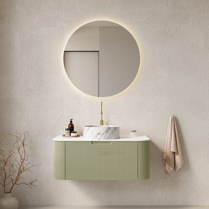36 Inch Light Green Wall-Mounted Bathroom Vanity with Ceramic Sink