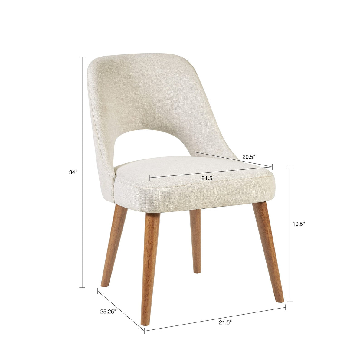 Cream Polyester Dining Chairs Set of 2