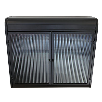 Antique Black 2-Door Wall Mounted Bathroom Cabinet with Glass Doors