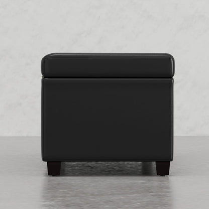 Black Wood Fabric Storage Bench - 18.1 x 53.9 Inches
