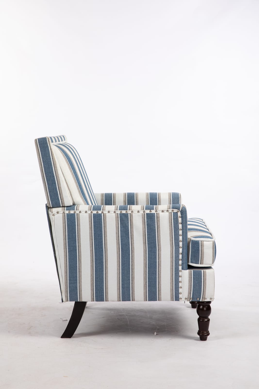 Upholstered Accent Chair Blue & White Striped - Vintage Style