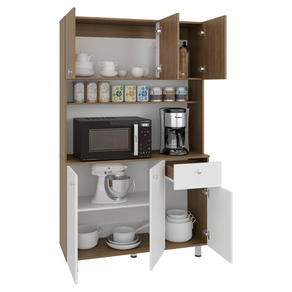 White Engineered Wood Kitchen Storage Cabinet with Ample Shelves