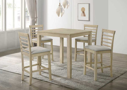 Cream Square Dining Table Set with 5 Chairs