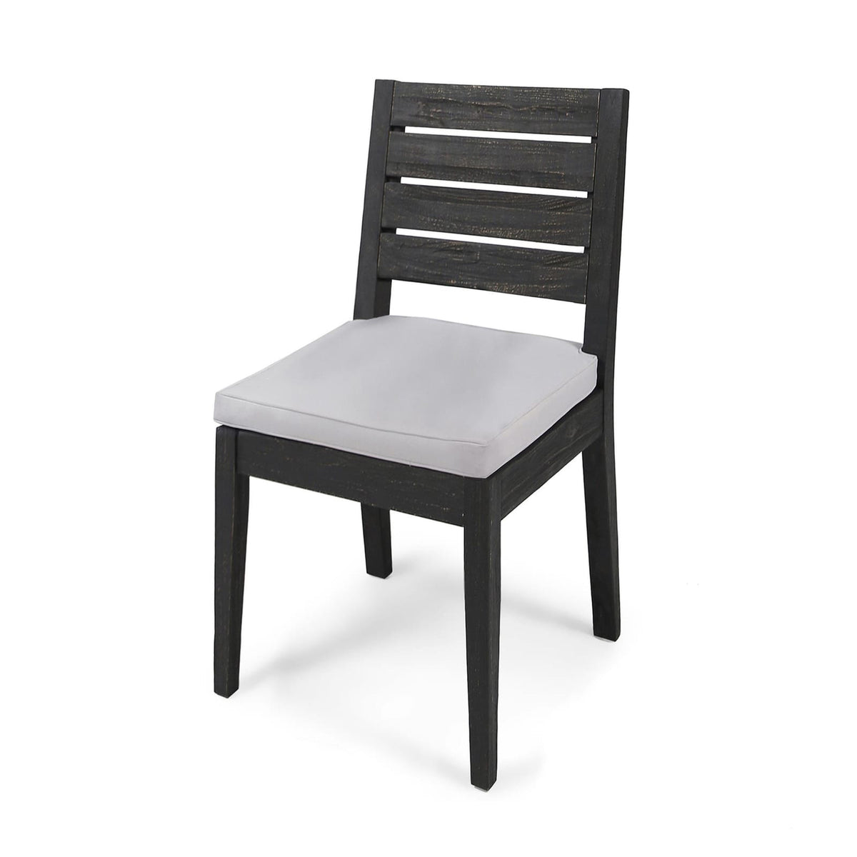 Light Grey Acacia Wood Dining Chairs - Set of 2 Outdoor Armless Patio Seating