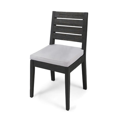 Light Grey Acacia Wood Dining Chairs - Set of 2 Outdoor Armless Patio Seating