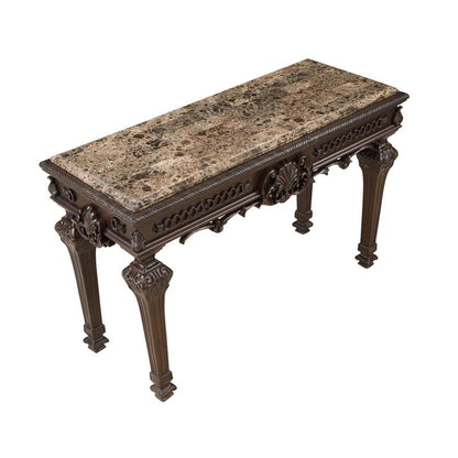 Solid Wood Console Table - Cherry Finish, Marble Top - 54" x 22"