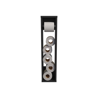 Compact Black Toilet Paper Holder with Storage Shelf for Living Room