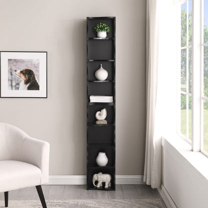 Black MDF Adjustable Shelf for Bedroom Storage and Display for Living Room