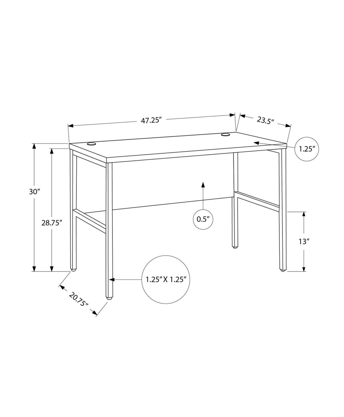 Computer Desk, 48"L White Laminate Workstation - Modern Home Office