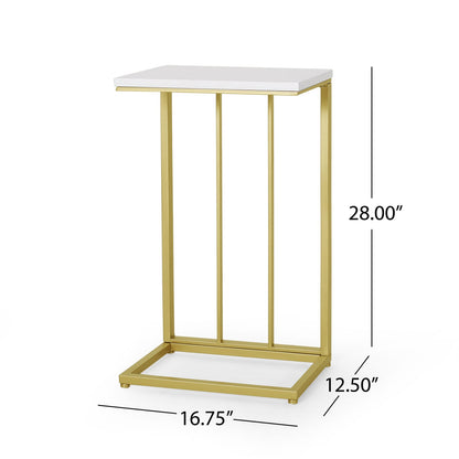 End Table - Gold & White C-Shape Accent Tables