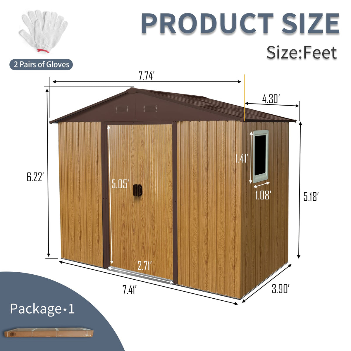Coffee Metal Storage Shed for Garden and Backyard Outdoor Storage