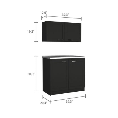 Black Cabinet Set - 2-Part Storage Solution