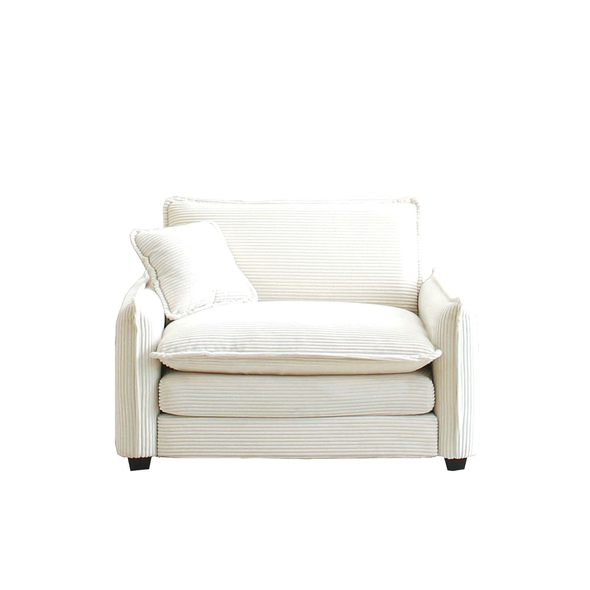 Beige Corduroy Single Sofa - Comfortable Club or Bedroom Seat for Living Room