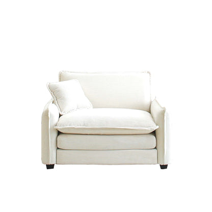 Beige Corduroy Single Sofa - Comfortable Club or Bedroom Seat for Living Room