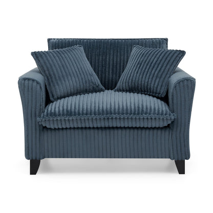 Blue Corduroy Foam Bean Bag Chair - Single Sofa for Living Room