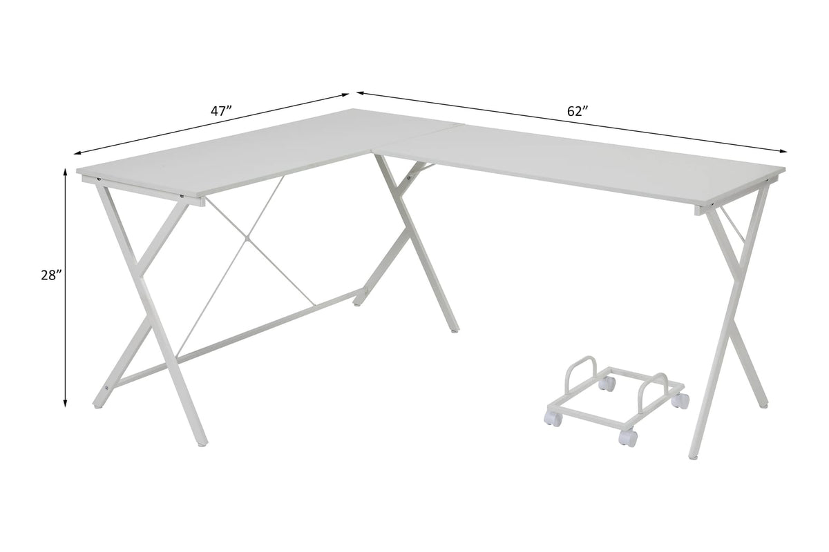 Dazenus White Computer Desk - L-Shaped Office Desk for Home Office