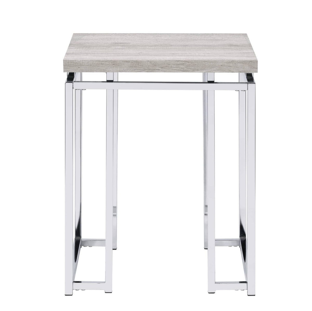 Natural Oak and Chrome End Table - Modern Storage Side Table