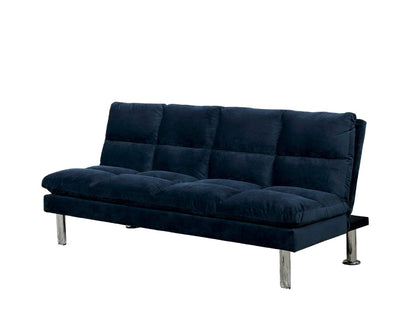 Navy Microfiber 2 Seat Futon Bed - Contemporary Style for Living Room