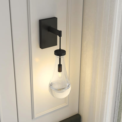 Black Iron Bathroom Sconce - Modern Raindrop Light