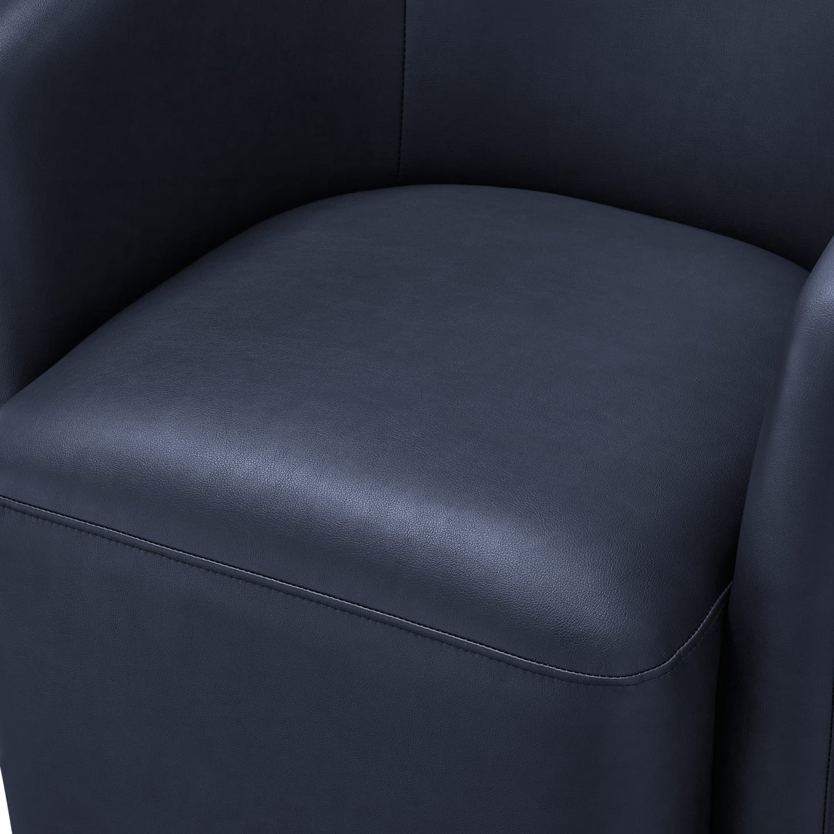 Blue Faux Leather Swivel Barrel Chair for Living Room Accent Seating