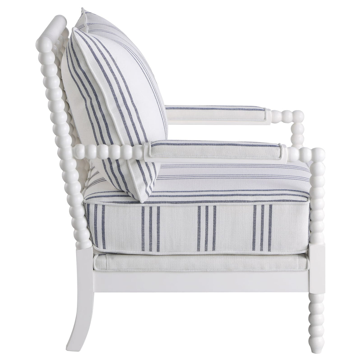 White and Navy Upholstered Stripe Accent Chair - 29.5"W