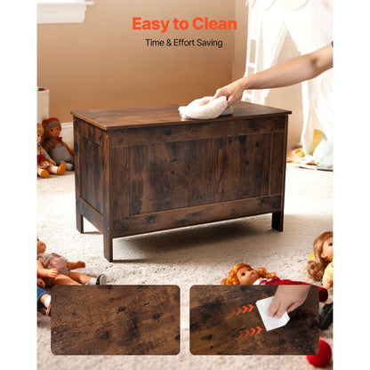 Kids Storage Bench - Brown MDF, Large Toy Box Chest