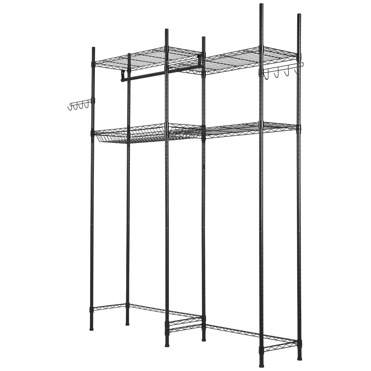 4 Tier Over Washer Dryer Shelf - Black Laundry Storage Rack for Living Room