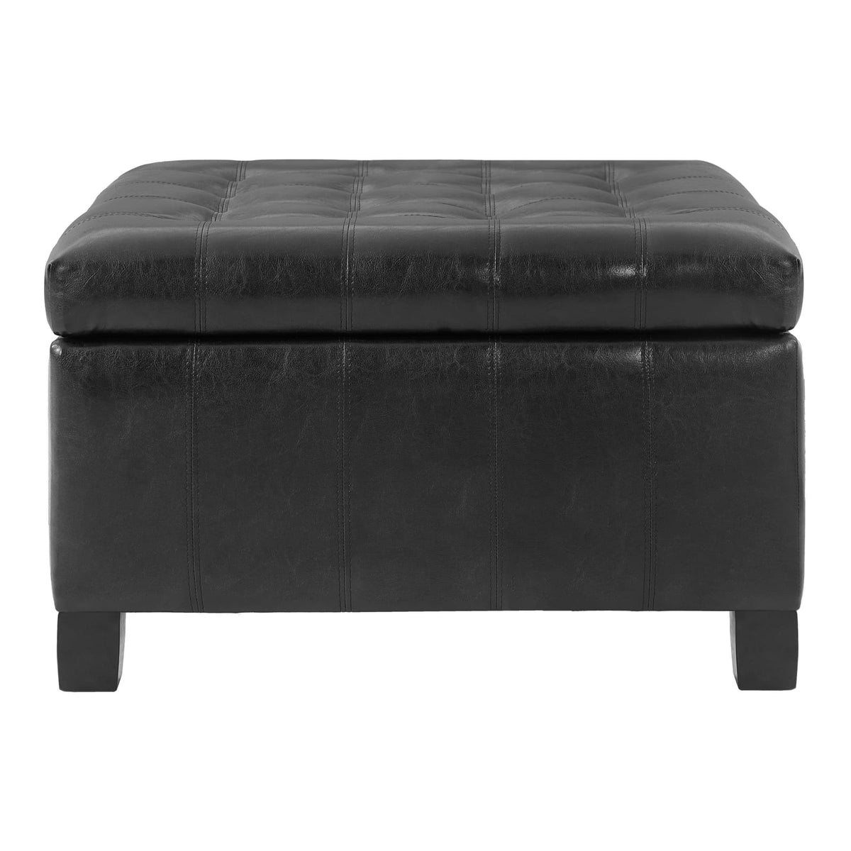 Black Storage Ottoman with Lift-Top - 30.25" Square for Living Room