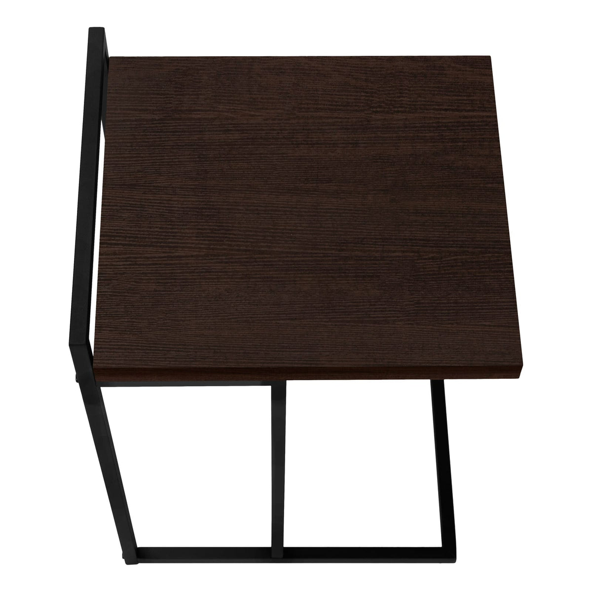 C-Shaped Accent Table - Espresso & Black Metal for Living Room